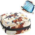 Wild Western Women Cowgirls with Horse Desert Sanitary Napkin Storage Bag, Tampons Collect Holder Purse, First Period Kit for Girls Women, Pad Bag for Period for School