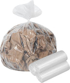 Restaurantware-RW Clean, 45 Gallon Trash Bags, 100, Light-Duty Garbage Can Liners- Fits 40-45 Gallon Trash Cans, Stretchable, Clear, Plastic, Bin liners with Star Seal Bottom,