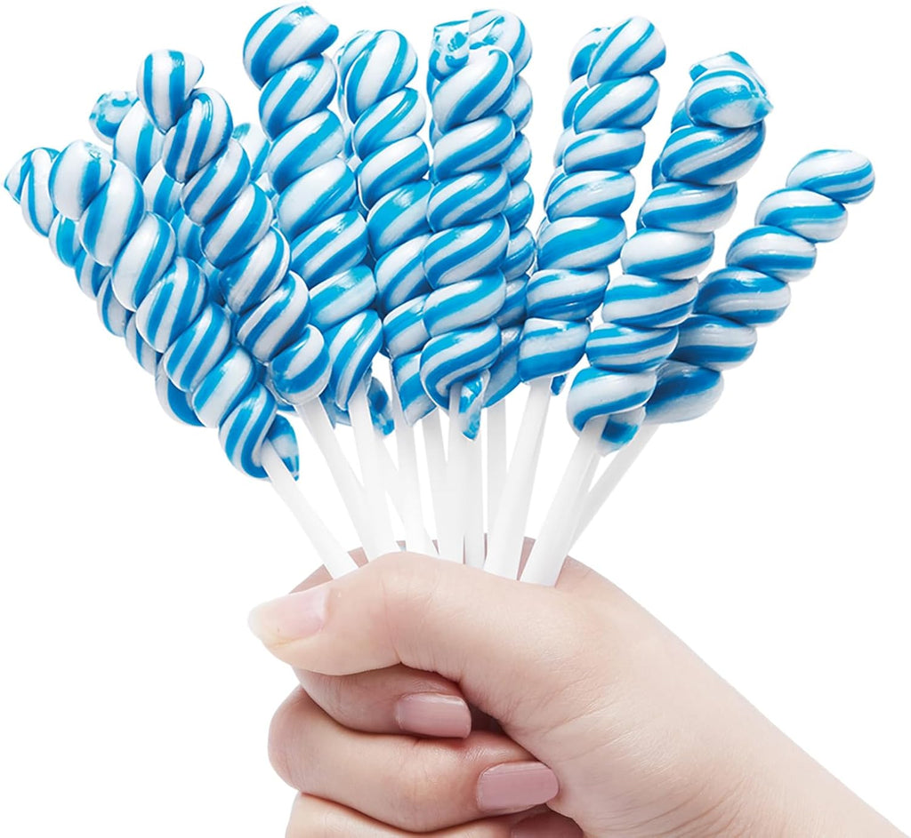 Lollipops Individually Wrapped Bulk - Blue Twisty Lollipops - Kid's Whirley Lollipop Candy for Decorating Birthday, Blueberry Flavor 30 Pack