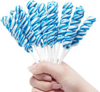Lollipops Individually Wrapped Bulk - Blue Twisty Lollipops - Kid's Whirley Lollipop Candy for Decorating Birthday, Blueberry Flavor 30 Pack