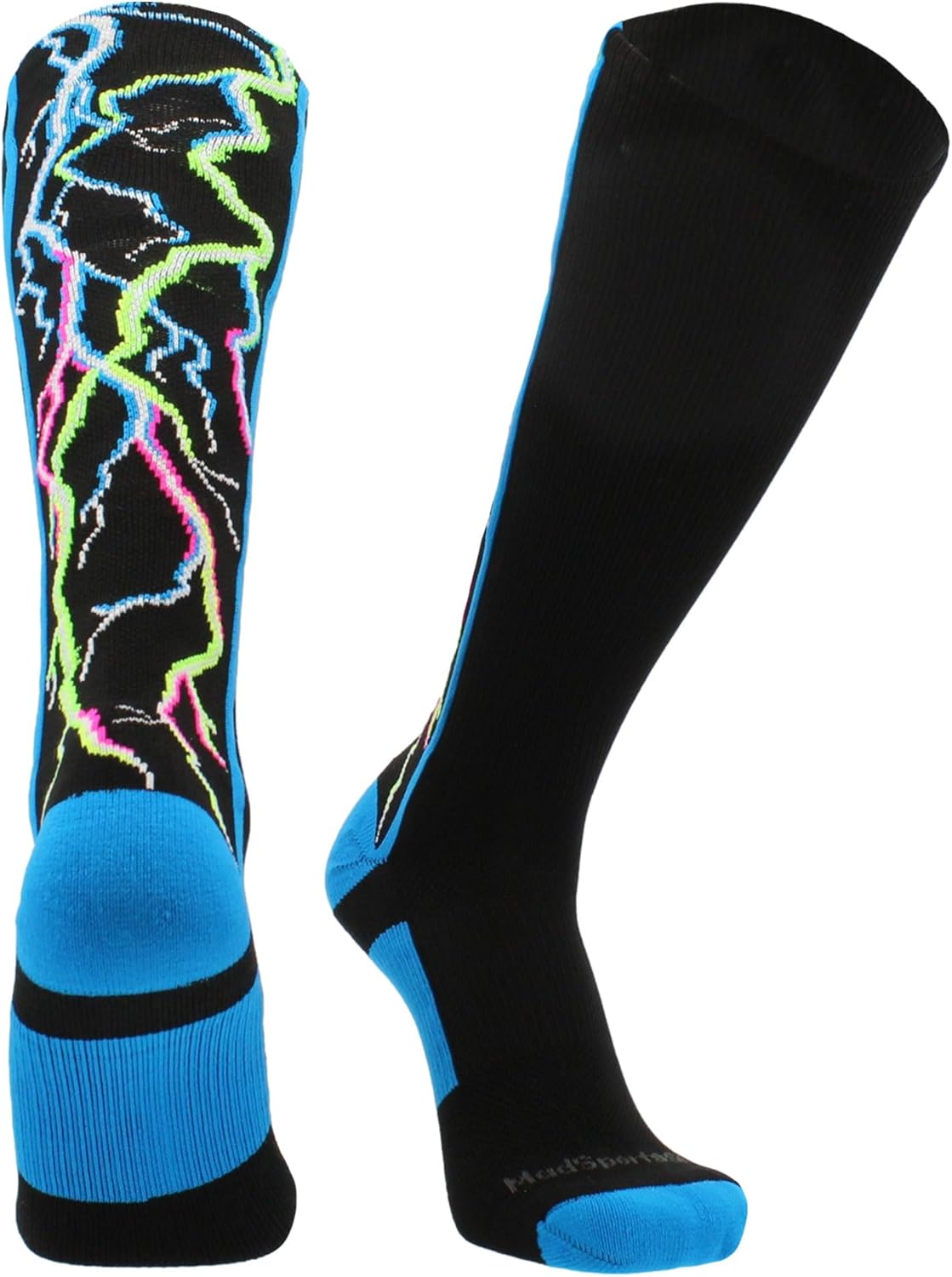 Crazy Socks with Lightning Bolts Electric Storm Over the Calf