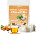 Ginger Turmeric Tea 2g x 60 Teabags | 100% Golden Blend for Wellness | Powerful Antioxidant & Natural Digestion Metabolism Support | Warming, Caffeine-Free Herbal Tea