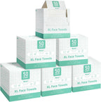 Borje Face Towels XL, Thick Disposable Face Towel 10" x 12", 300 Count (6 Packs of 50), 100% USDA Biobased Facial Towelettes, Ultra Soft Makeup Remover Dry Wipes for Women Cleansing