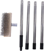 Heavy Duty Stainless Steel Wire Scrub Brush with Long Handle Moss Remover Wire Broom Outdoor Floor Scrub Brush for Patio Deck Garden Garage (20cm / 7.9in)