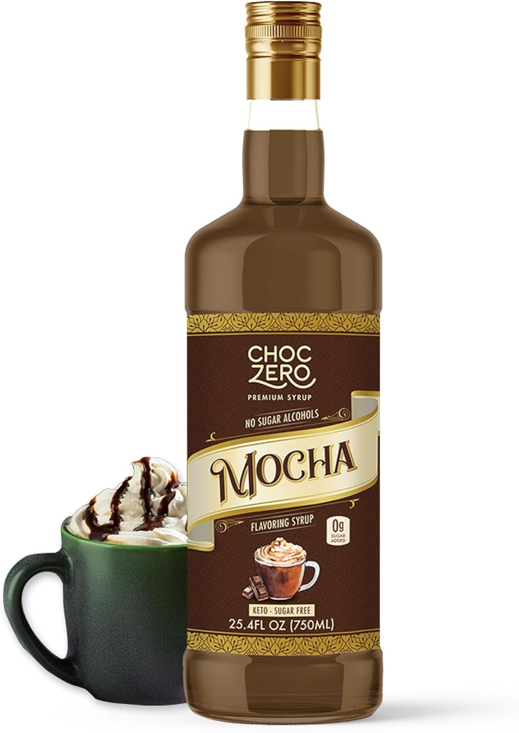 ChocZero Sugar Free Mocha Coffee Syrup – Keto Friendly, Zero Sugar & Low Calorie, No Sugar Alcohols – 25.4 Fl Oz
