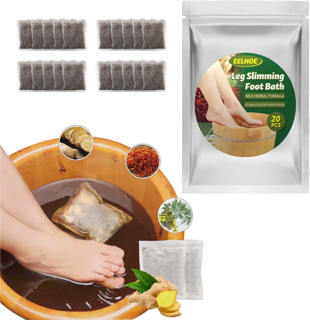 20PCS Lymphatic Drainage Ginger Foot Soak, Foot Care Spa Relaxation for Muscles, Natural Mugwort Herb Foot Soak, Leg Slimming Foot Bath Bag 1