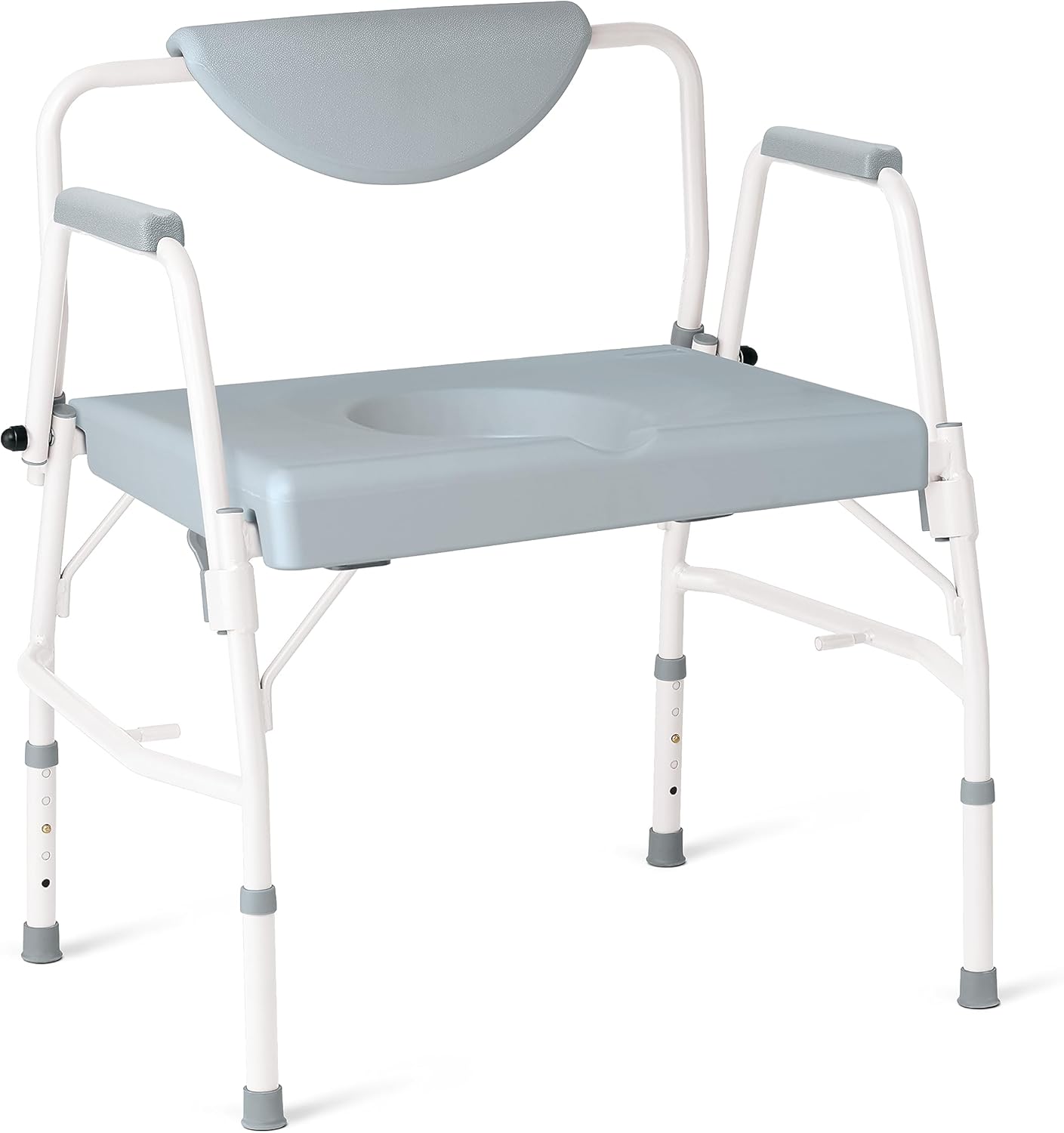 Medline Bariatric Drop-Arm Commode - Heavy Duty Steel Toilet Chair for Disabled and Elderly, 1,000 lb. Weight Capacity