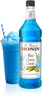Monin - Blue Cotton Candy | Premium Syrup for Lemonades, Shakes, Sodas & More (BPA-Free Plastic Bottle, 1 Liter)