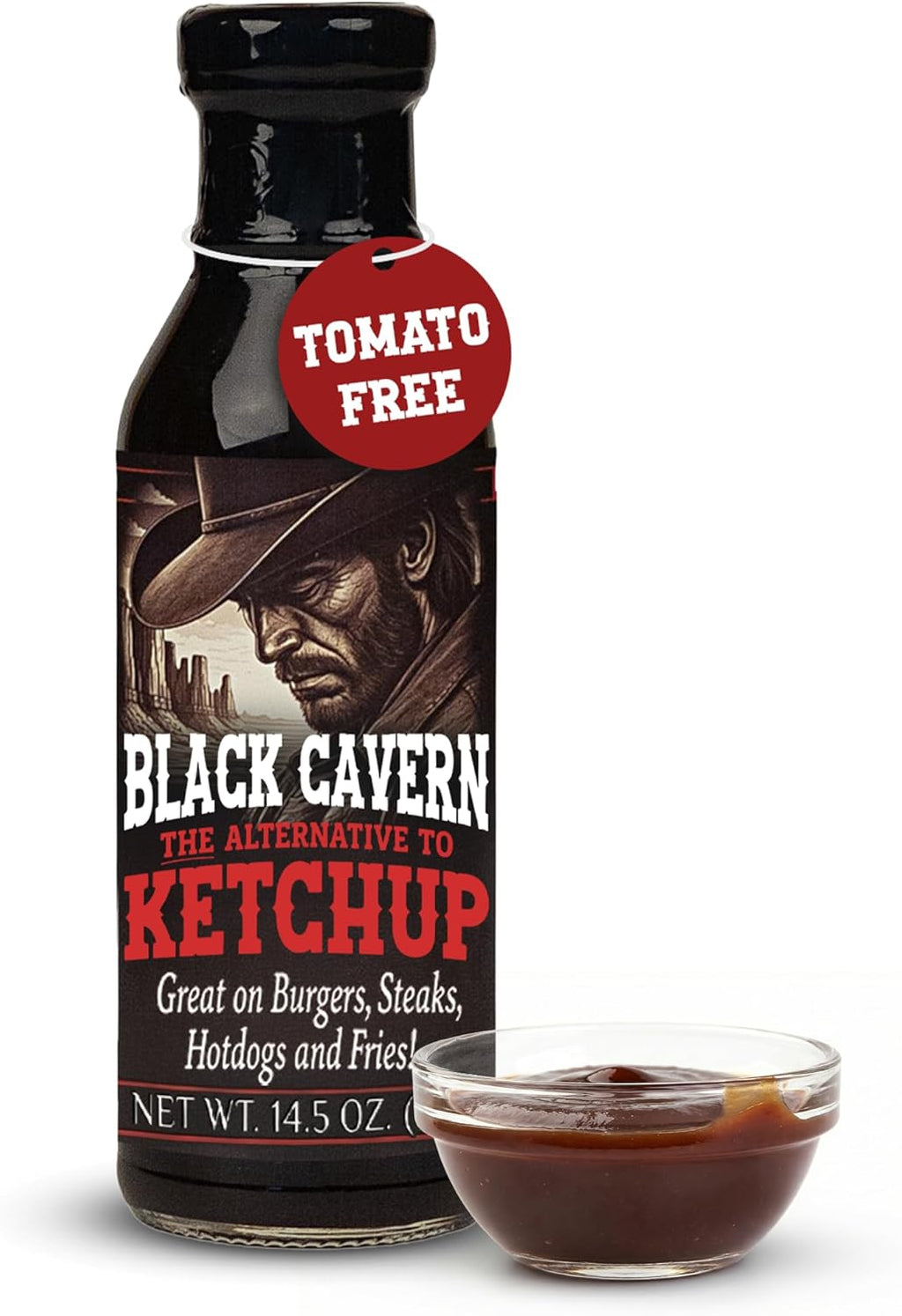Black Cavern - The Ketchup Alternative, Tomato-Free Condiment for Burgers, Steaks, Hot Dogs & Fries, No High Fructose Corn Syrup, Made in USA, 14.5 oz