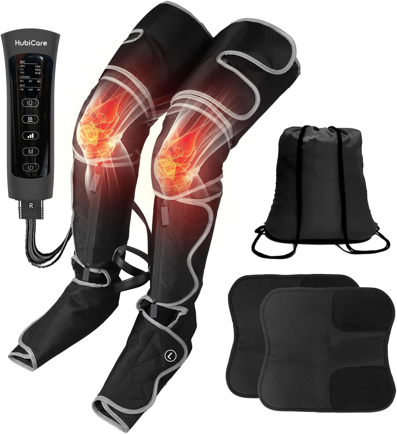 HuBDIC HubiCare Leg Massager Air Compression Leg Massager with Heat and Vibration for Circulation and Pain Relief, 6 Modes with 3 Intensities, Reduce Swelling, Muscles Relaxation