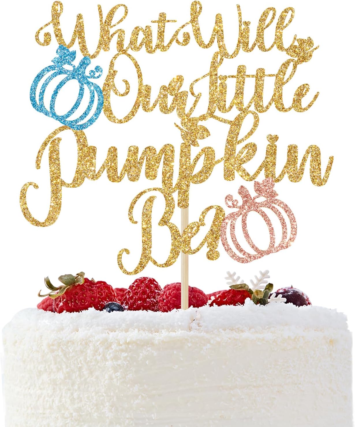 What Will Our Little Pumpkin Be Cake Topper, Pumpkin Gender Reveal Cake Decorations, Boy or Girl, Fall Thanksgiving Baby Shower Gender Reveal Party Decorations