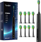 7AM2M Sonic Electric Toothbrush with 8 Brush Heads for Adults and Kids, High Power Rechargeable Toothbrushes, 5 Modes with 2 Minutes Built in Smart Timer, One Charge for 60 Days (Black)