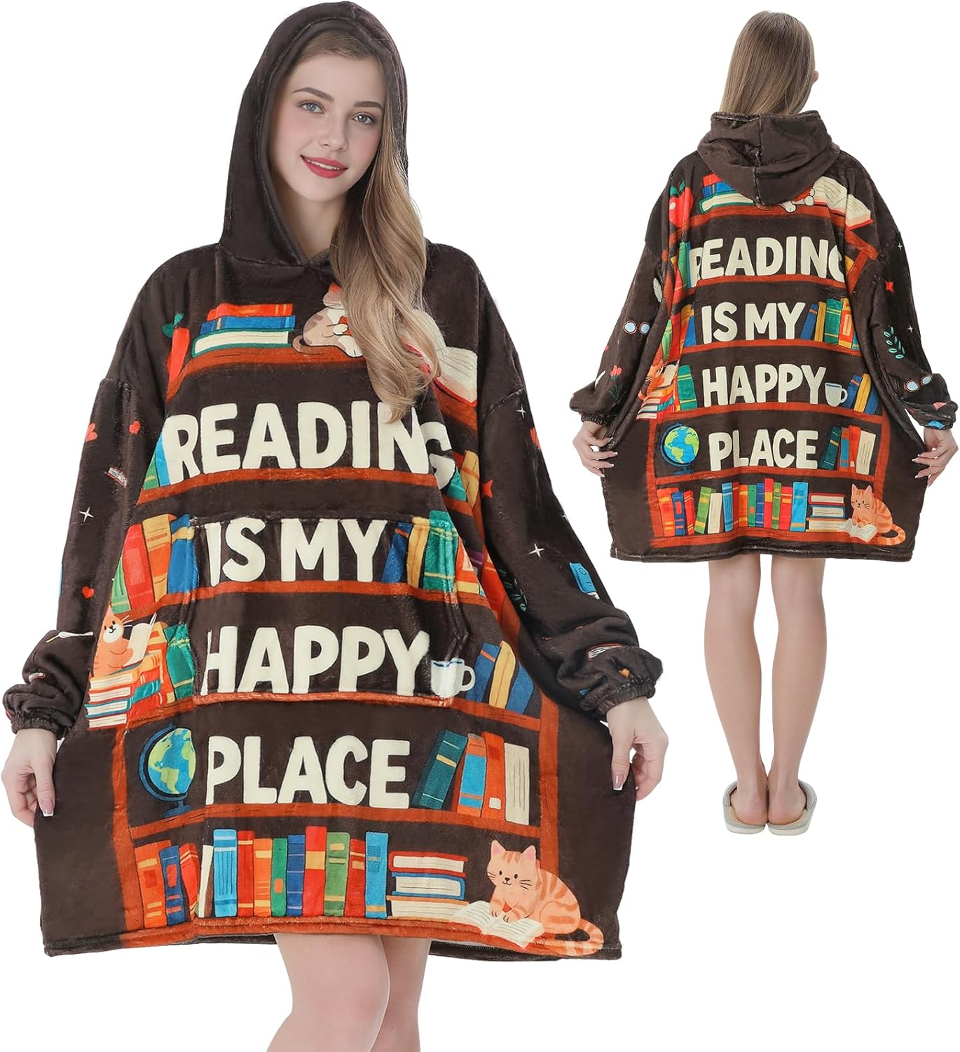 Book Lovers Gifts Wearable Blanket Hoodie,Gifts for Readers,Bookish Librarian Book Club Gifts for Women on Birthday Christmas