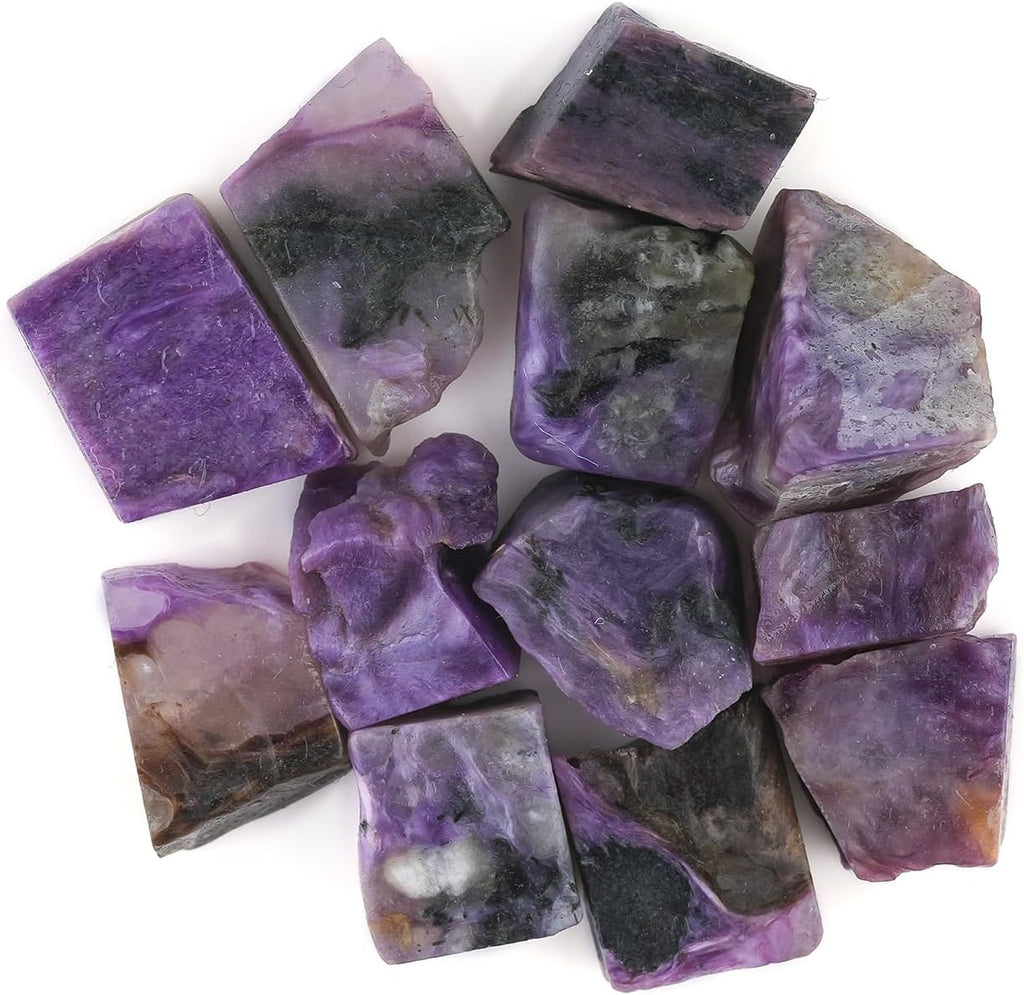 ColouredRocks Wholesale Bulk 10+pcs Natural Charoite Crystals, Raw Stones, Rough Gemstones, Jewelry Making Supply, Cabbing, Polishing, Cutting, DIY, Crafts (8-10mm size)