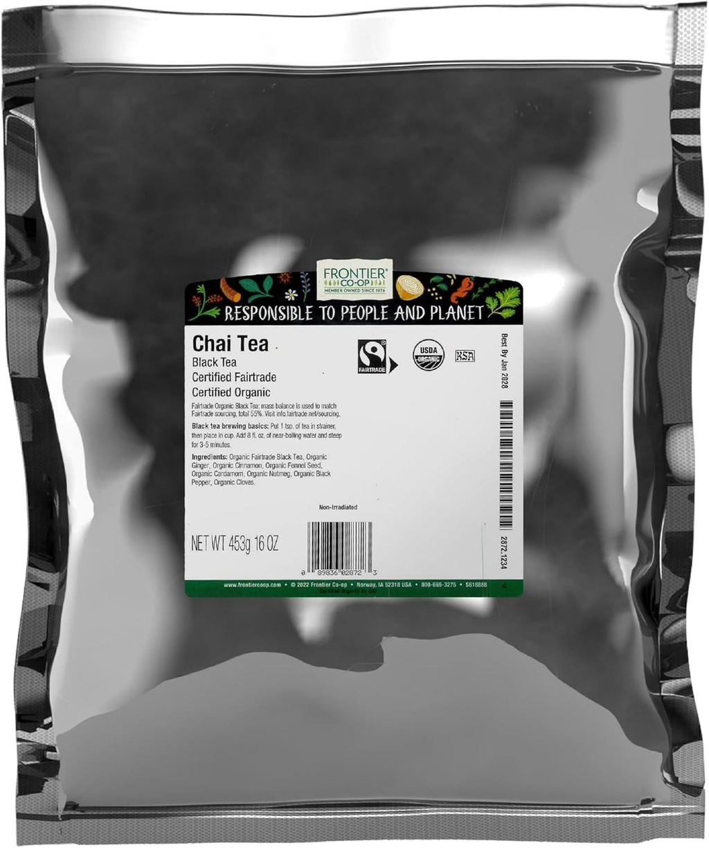 Frontier Co-op Chai Tea, Certified Organic, Fair Trade, Kosher, Non Irradiated, 16 Oz