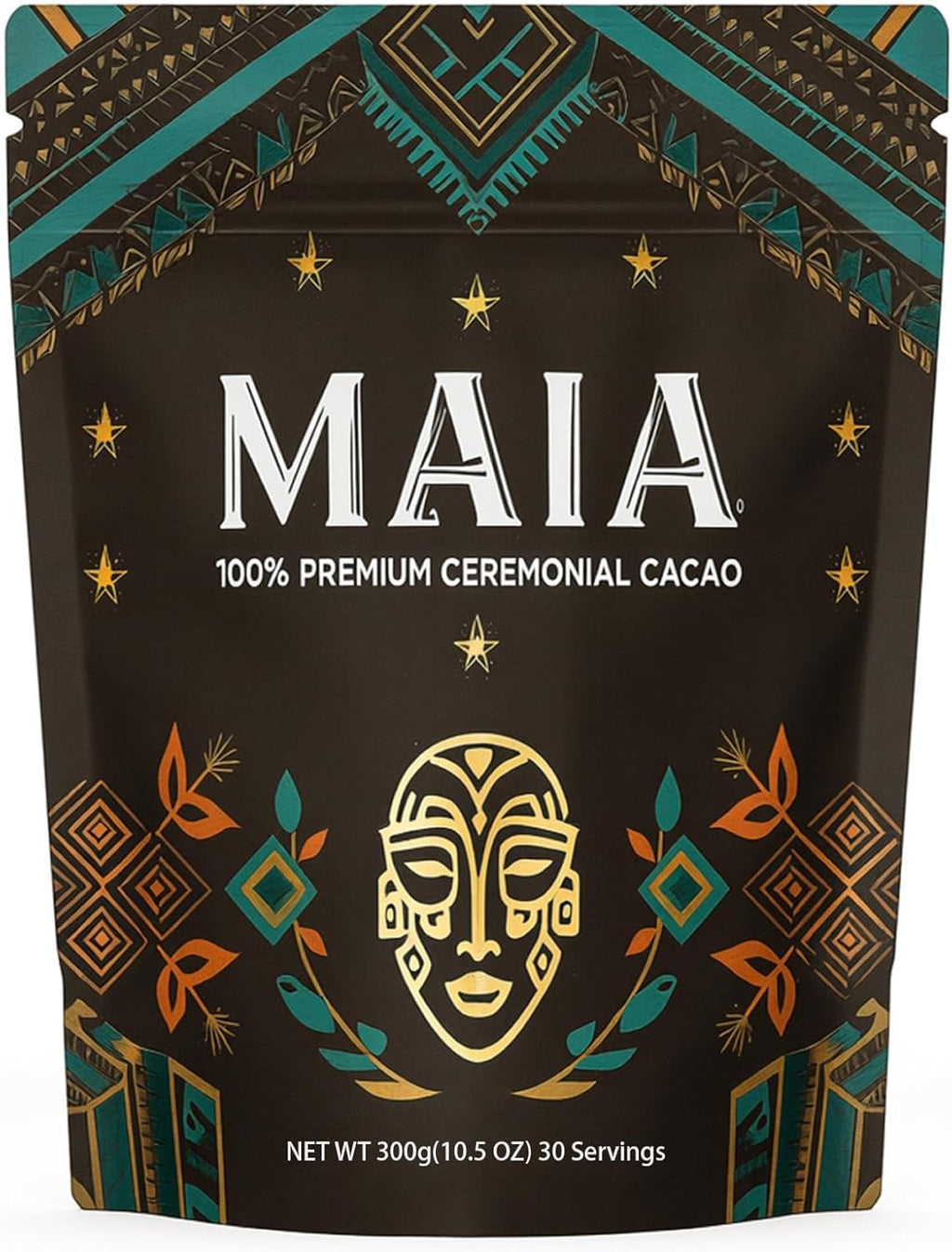 Maia Ceremonial Cacao Powder—Rich in Natural Flavonoids Blend Flavanols Cocao, and Theobromine, Sugar-Free, Vegan, Gluten-free, and Non-GMO—Helps Boost Energy, Mental Clarity, and Mood 10.5 Ounce
