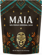 Maia Ceremonial Cacao Powder—Rich in Natural Flavonoids Blend Flavanols Cocao, and Theobromine, Sugar-Free, Vegan, Gluten-free, and Non-GMO—Helps Boost Energy, Mental Clarity, and Mood 10.5 Ounce