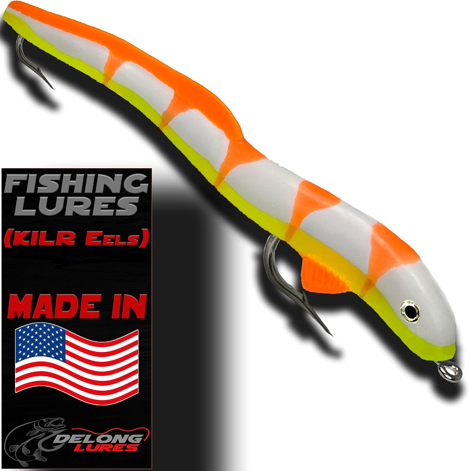 Delong Lures 8" Jerk KILR EEL Fishing Lures & Baits, Saltwater and Freshwater Fishing Lures, Jerkbaits for Largemouth Bass, Musky & Pike, Soft Plastic Baits Ideal for Pond, Creek & Lake - Made in USA