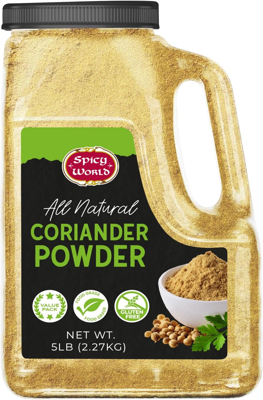 Coriander Powder 5 LB Bulk Jar - All Natural, Pure, Bulk Corriander Seeds Ground, No Preservatives & Freshly Packed by Spicy World