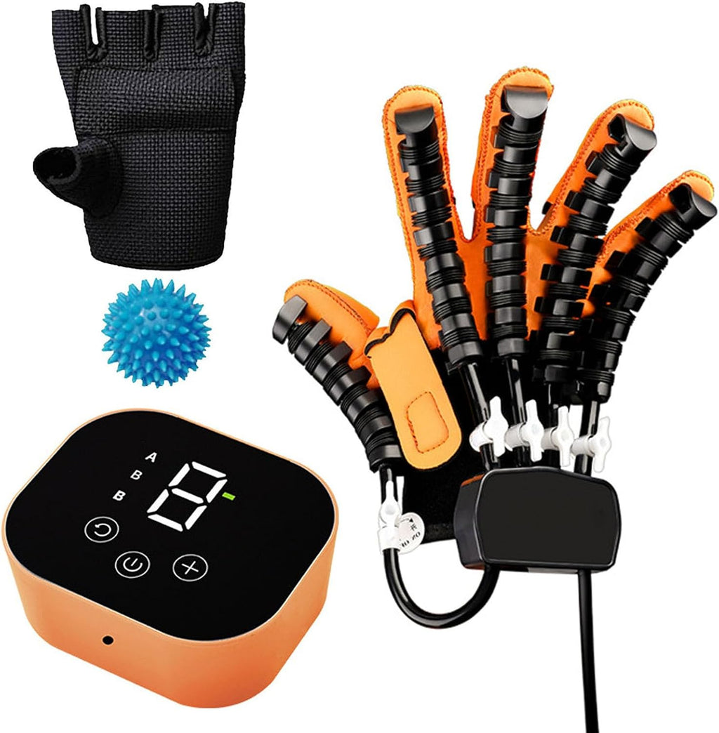 Hand Rehabilitation Robot Gloves, Hand Exerciser Aids Robotic Glove, Hemiplegia Stroke Arthritis Hand Finger Rehabilitation Trainer,Finger Orthosis(Size:XXL,Color:Left Hand)