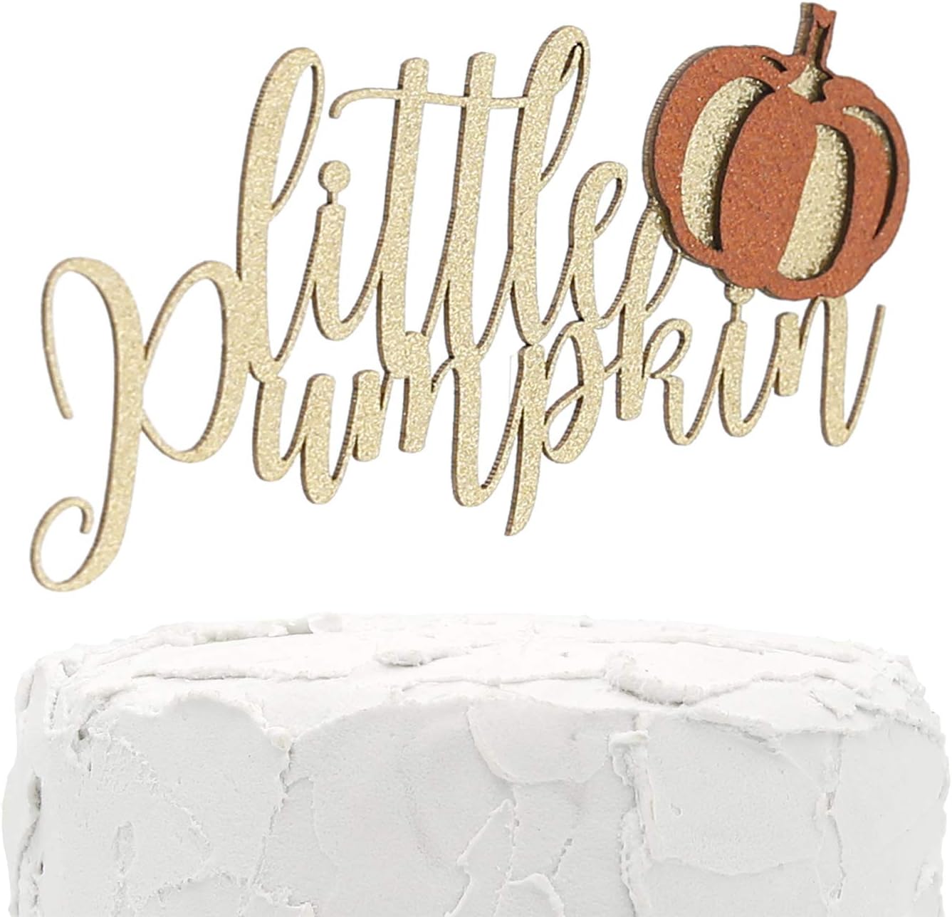 Cake Topper - little pumpkin - Double Sided gold glitter with pumpkin - Premium quality Made in USA