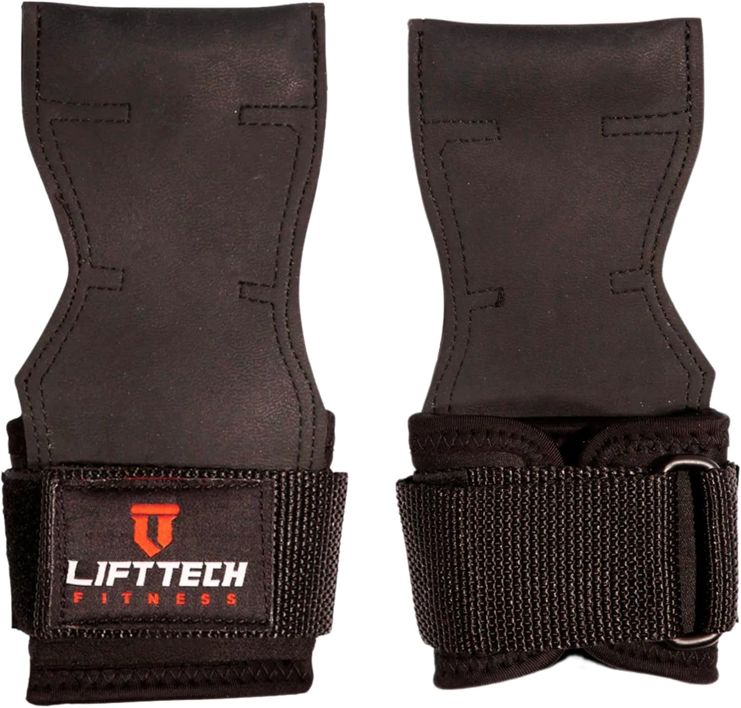 Lift Tech Fitness Rubber WW Armor Pads (Pair of 2) - Weight Lifting Grips for Men & Women with Wrist Wraps for Deadlifts, Pull Ups, Powerlifting - Black