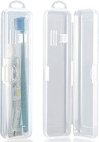 Patelai 2 Pack Travel Size Toothbrush Case Holder Portable Clear Toothbrush and Toothpaste Storage Container Hard Plastic Transparent Carrying Box for Traveling