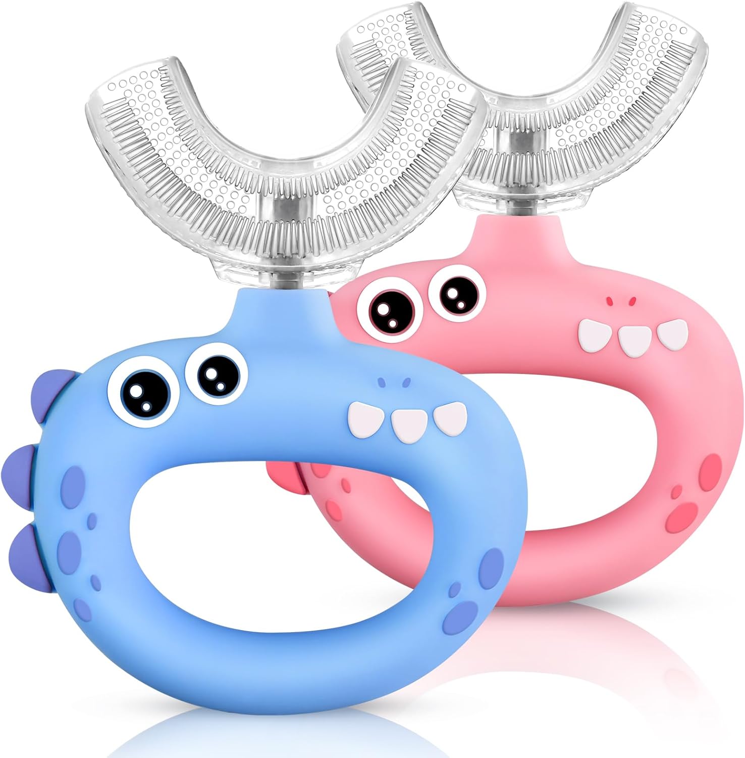 Toddler Toothbrush - U Shaped for Kids Ages 1-2, 2-4, Baby Toothbrush with Food Grade Soft Silicone, 360° Whole Mouth Cleaning Design, 2 PCS