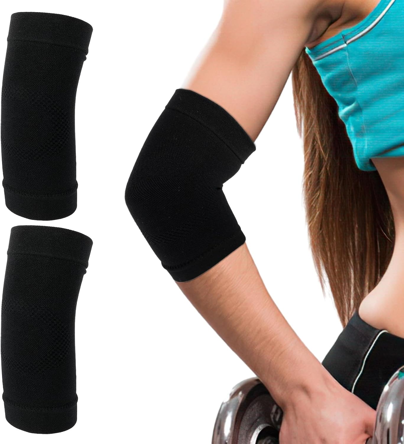 Ptwola Elbow Compression Sleeve Nylon Comfort Tennis Elbow Support Brace Breathable Fitness Sports Arm Joint Protection for Women Men Workouts Tendonitis Tennis Volleyball Golf (Black)
