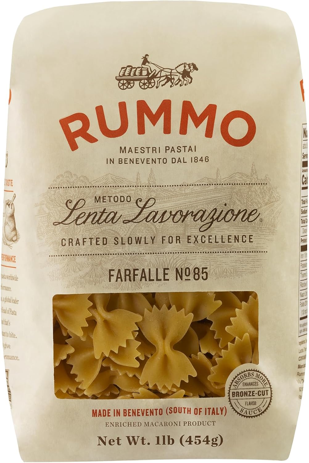Rummo Farfalle Pasta N.85 - Bow Tie Pasta Noodles, Durum Wheat Farfalle, Dry Bowtie Pasta, Fresh Italian Pasta - 16 Ounce (Pack of 3)