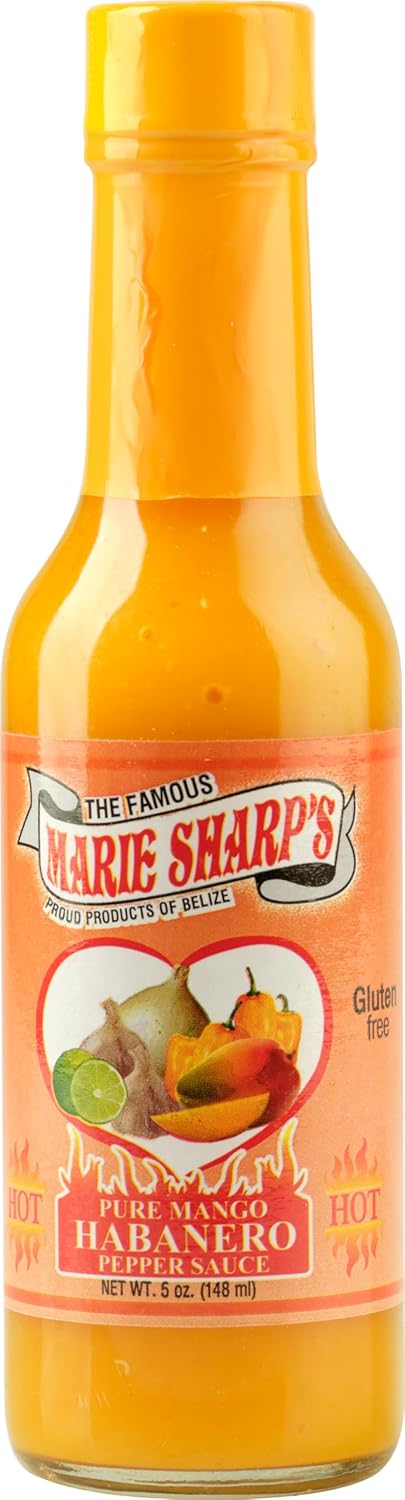 Marie Sharp’s Mango Habanero Pepper Sauce, 5 oz – Sweet & Spicy Belizean Hot Sauce with Real Mango – All-Natural, Gluten-Free