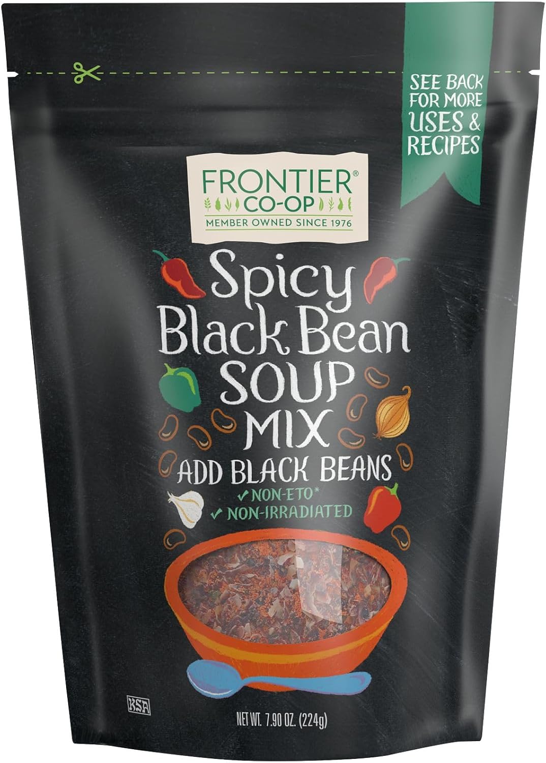 Frontier Co-op Spicy Black Bean Soup Mix, 7.90 oz - Hearty Blend for Soups, Stews, and Meal Prep