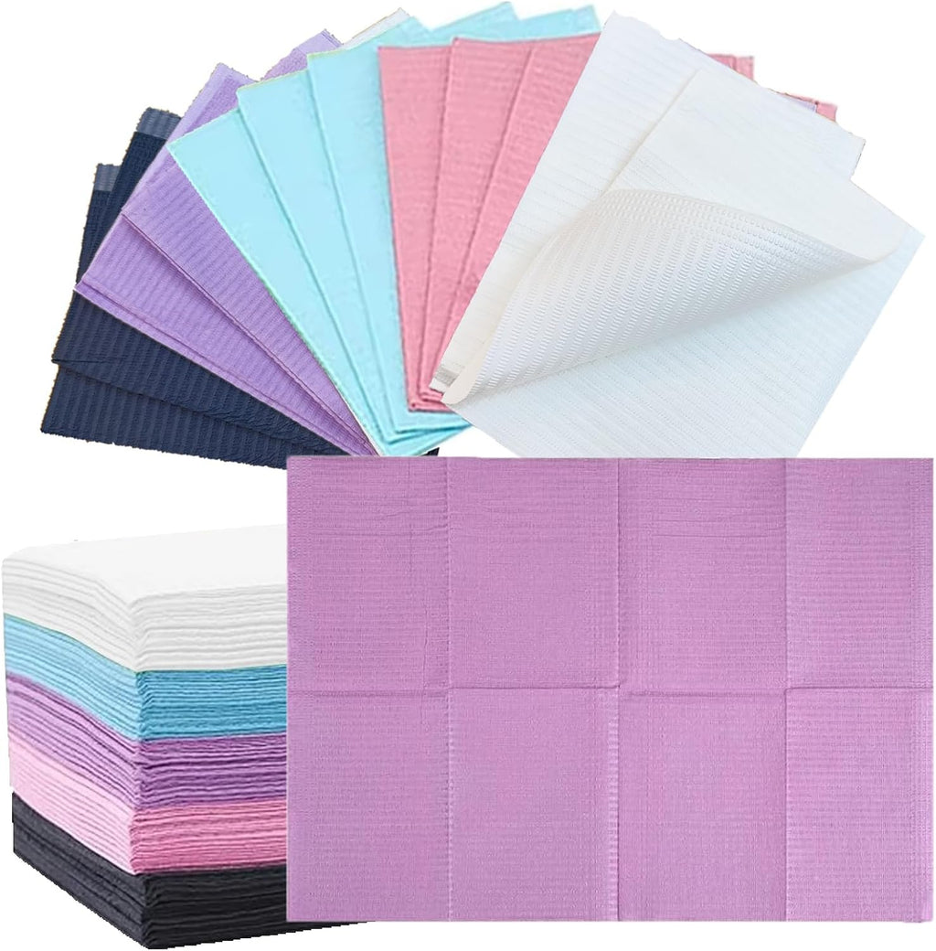 Yuelong Disposable Dental Bibs 50pcs Tattoo Bibs Colorful Tattoos Table Covers 3 Ply Waterproof Napkin Patient Bib 13" x 18" for Dentist Nail Tattooing Piercing Tray Covers Supplies