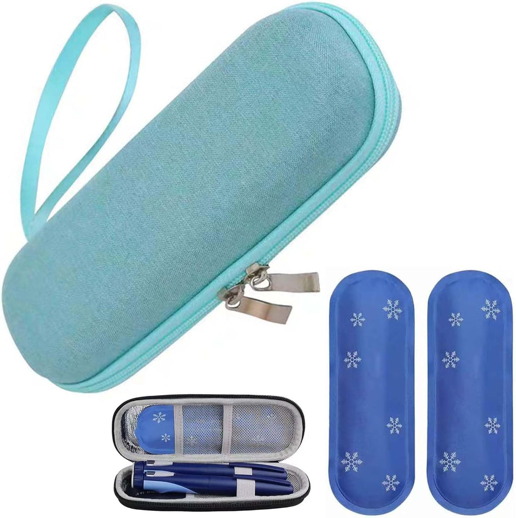 Insulin Cooler Travel Case with 2 Ice Packs, Portable Insulin Travel Case, Diabetic Medication Insulated Organizer Cooling Pouch for Blood Glucose Monitor Supplies
