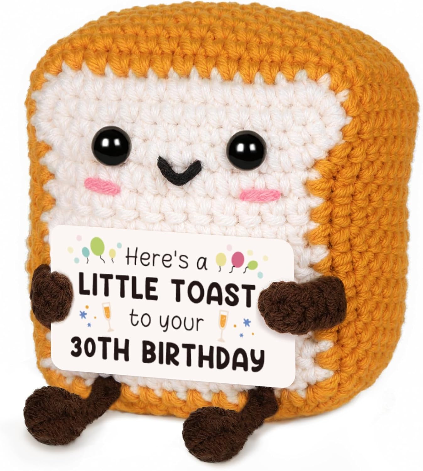 30th Birthday Gifts for Her Him, Positive Handmade Crochet Toast Gift for 30th Birthday Decorations, Birthdays Gift for Women Men 30, Thirty Bday Decors for Best Friend Sister Daughter Wife