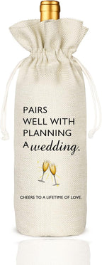 Socive Engagement Gifts for Couples, Wedding Gift Wine Bags, Engagement Gift, Bridal Shower Gift, Wedding Planning Gift, Burlap Reusable Wine Bag