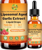 Aged Garlic Extract Liquid Drop 15:1 7500mg Odorless Organic Garlic Supplement for Heart & Immune Cardiovascular Health, Fast Absorption Liposomal Tech Formula for Men & Women Daily Wellness