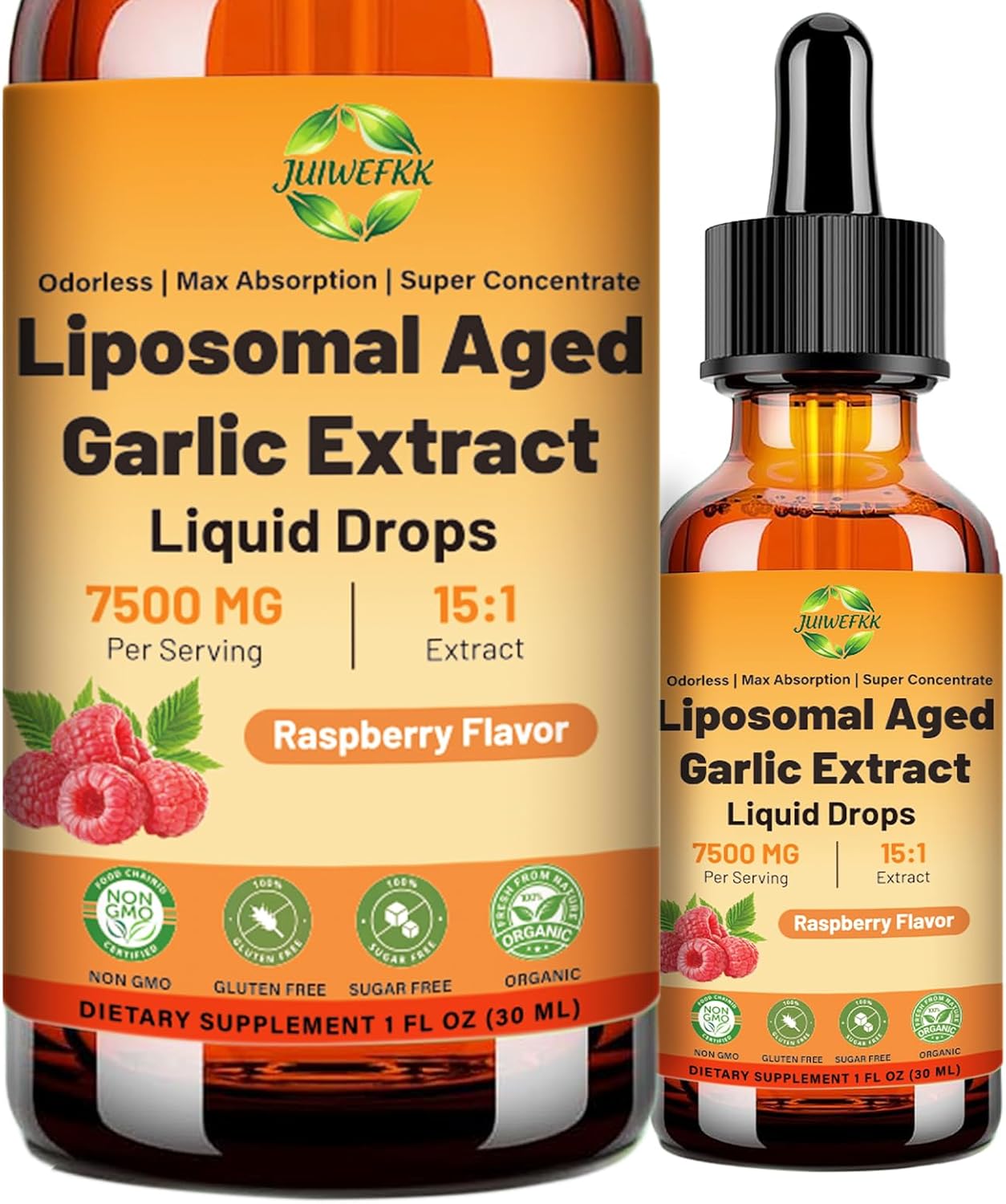 Aged Garlic Extract Liquid Drop 15:1 7500mg Odorless Organic Garlic Supplement for Heart & Immune Cardiovascular Health, Fast Absorption Liposomal Tech Formula for Men & Women Daily Wellness