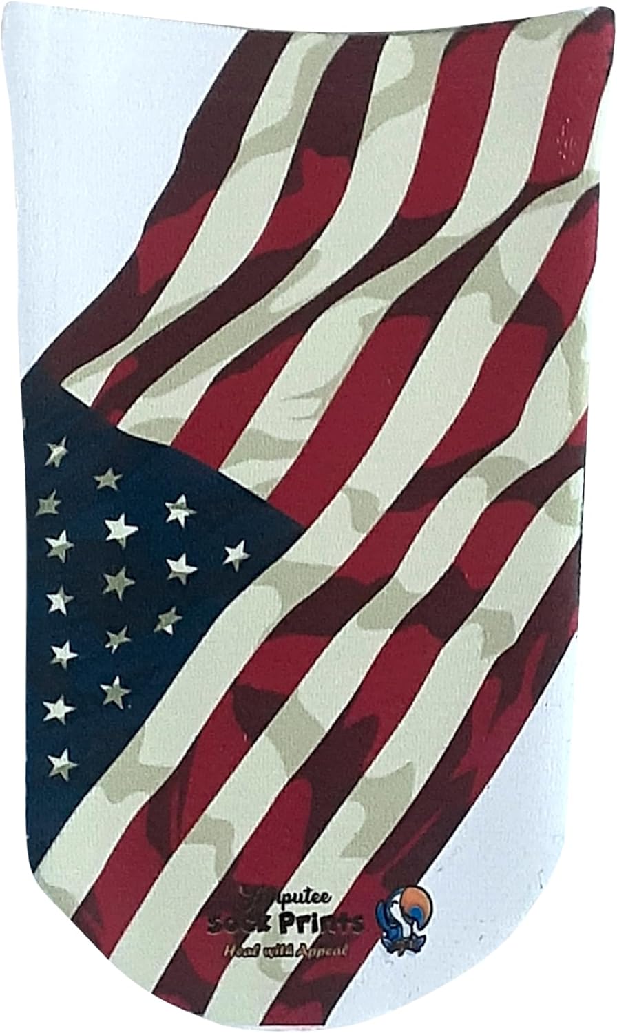 Heal with Appeal Amputee Sock Vintage American Flag Angled V1, 3PLY Residual Wound, Over Shrinker Sock