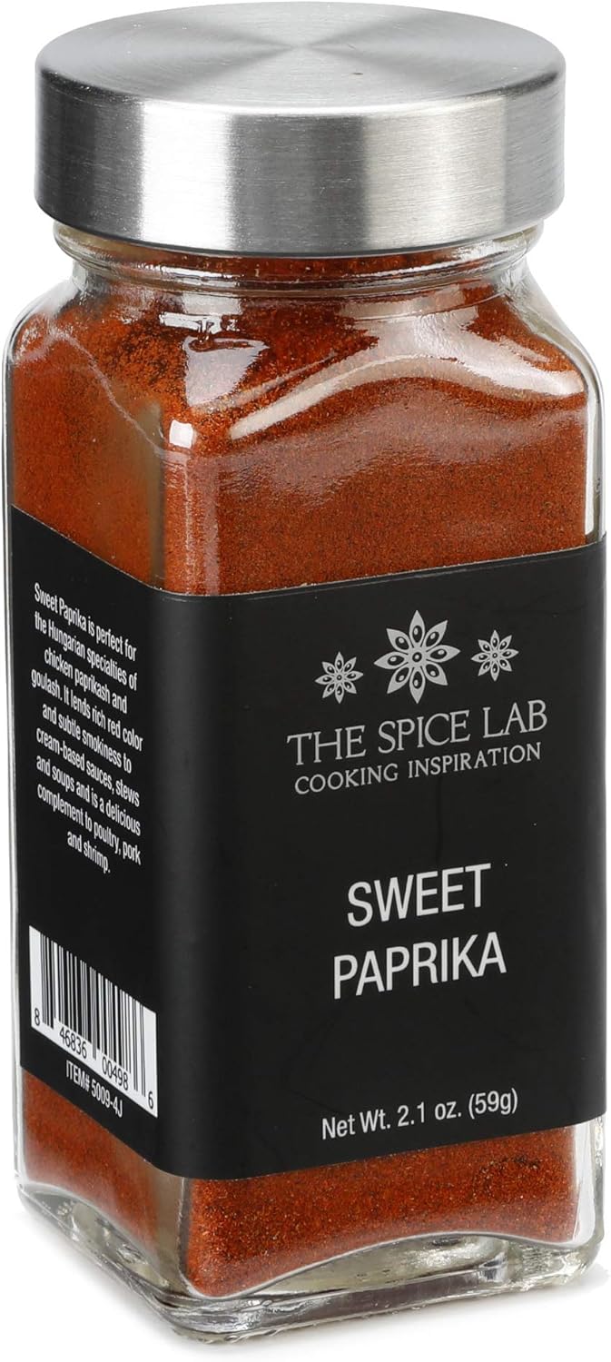 The Spice Lab Sweet Paprika Powder - High Color ASTA 120+ - 2.1 oz French Jar – Premium Gourmet Spanish Paprika Powder - Vegan All Natural Kosher Non GMO Gluten Free Spice – Rich in Antioxidants