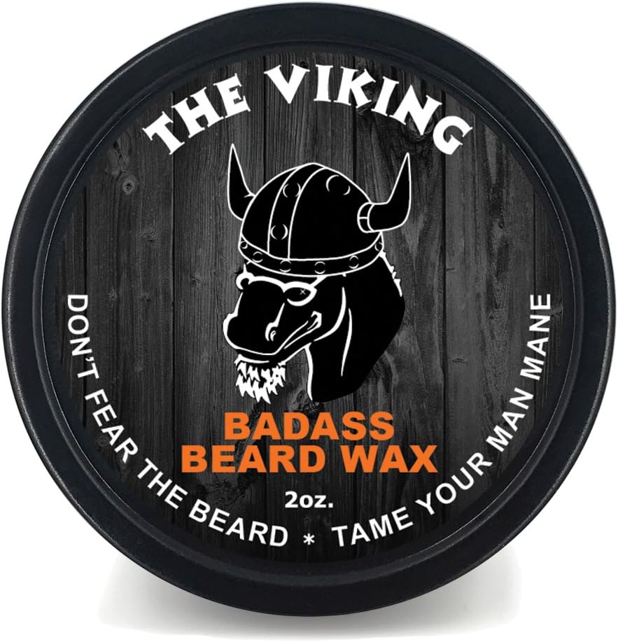 Badass Beard Care Beard Wax For Men - The Viking, 2 oz - Softens Beard Hair, Leaves Your Beard Looking and Feeling More Dense