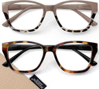Madison Avenue 2 Pack Cateye Blue Light Blocking Reading Glasses for Women Spring Hinge, Vintage Computer Readers Eyeglasses