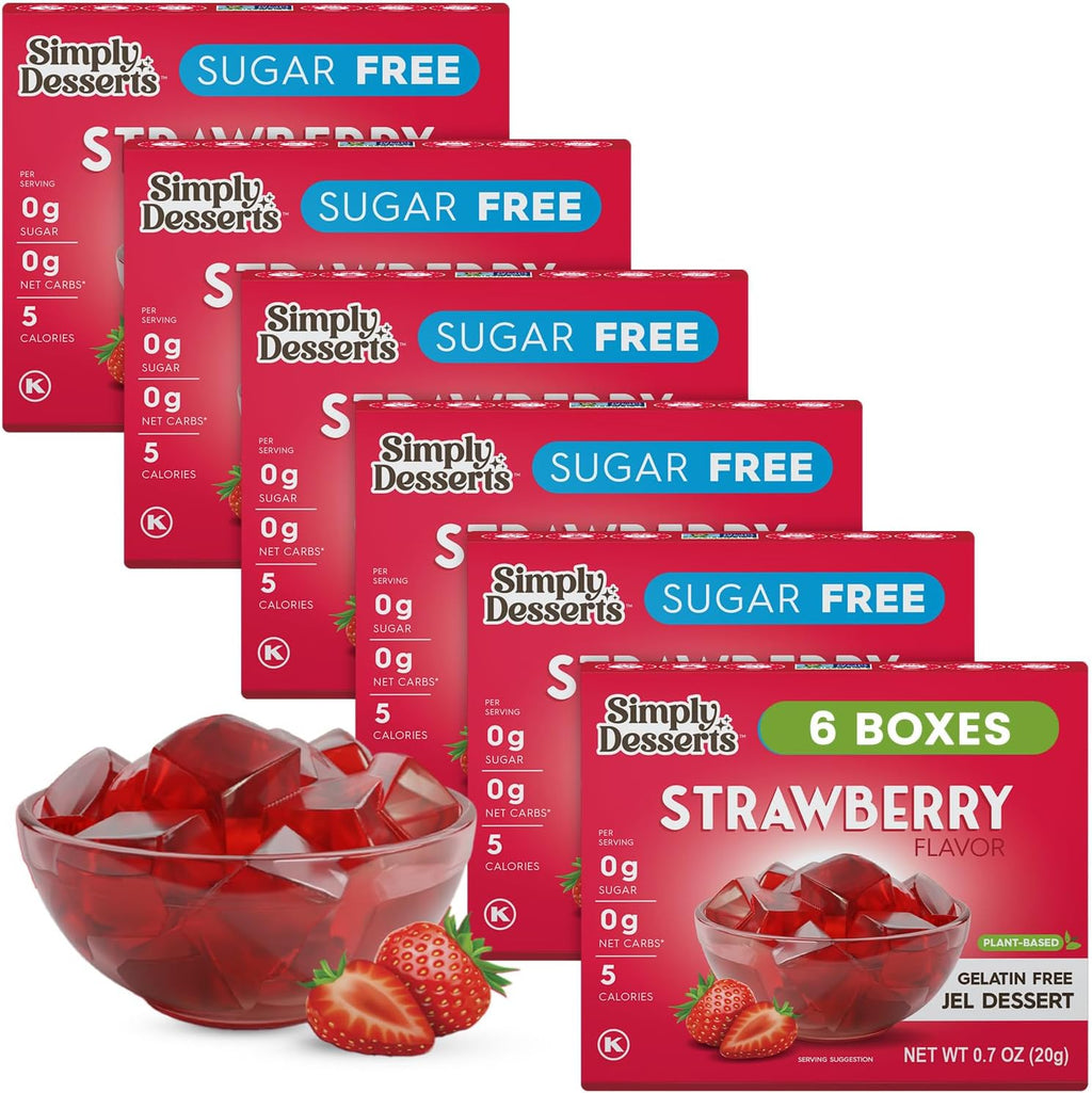 Simply Desserts Sugar-Free Strawberry Jel, 6-Pack – Vegan Dessert, Keto Snacks, Diabetic Friendly & Kosher, 1.7 Oz Ea