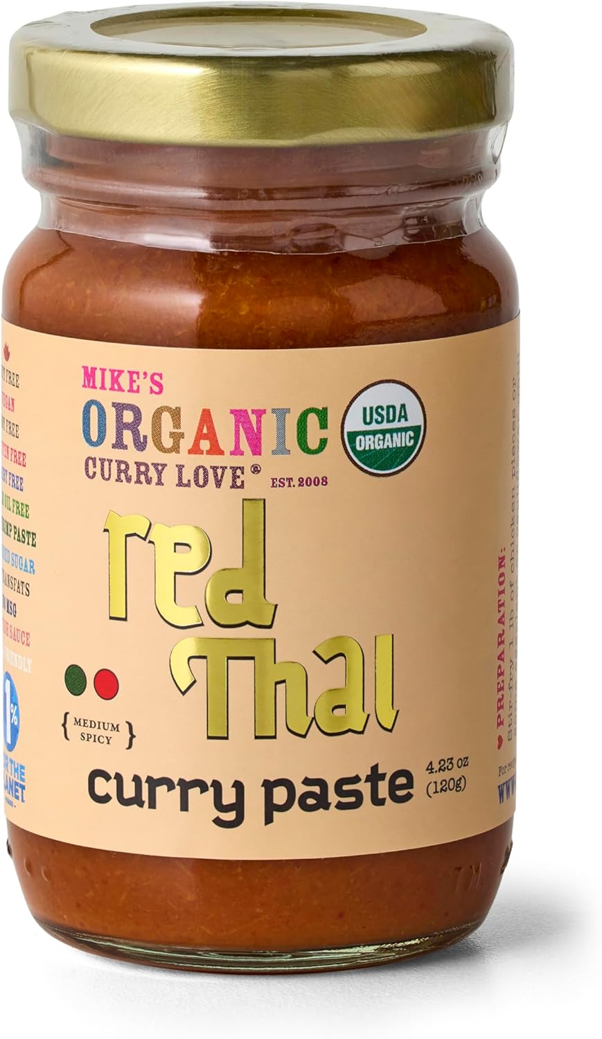 Organic Red Thai Curry Paste Made in Thailand, Authentic & Premium | 1 x 4.23 Ounce Jar