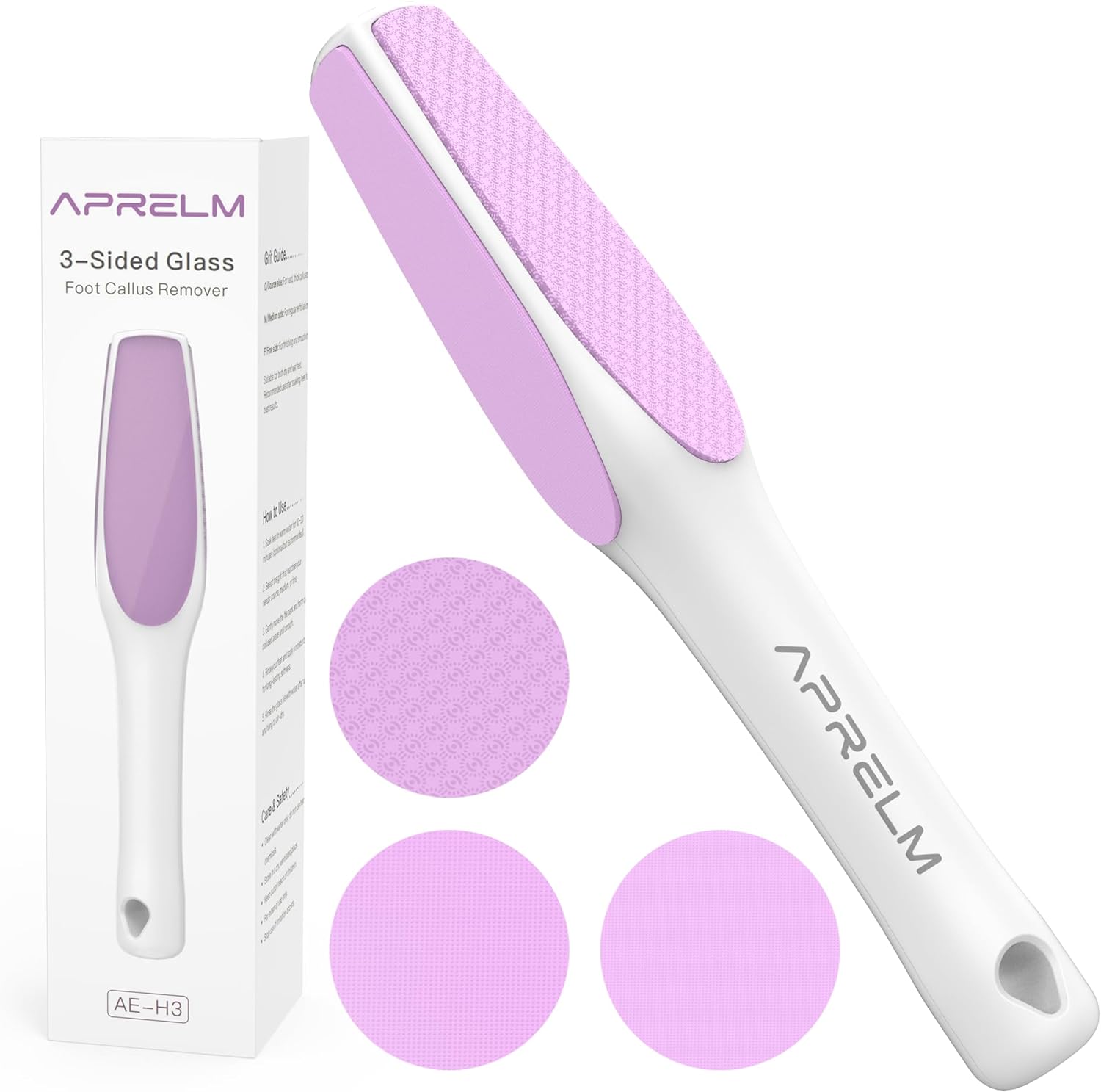 APRELM 3-Sided Nano Glass Foot File, 3-in-1 Coarse/Medium/Fine Foot Callus Remover, Professional Callus Remover for Feet Hard Skin Smooth Polishing (Pink)