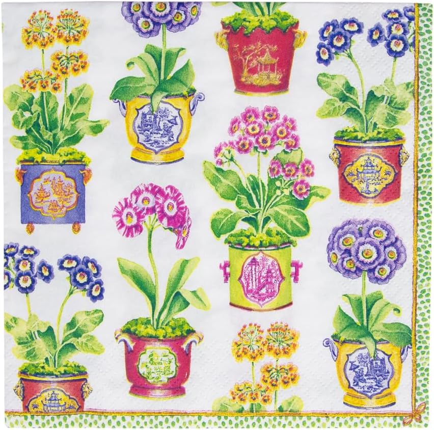 Caspari Primroses Paper Luncheon Napkins - 20 Per Package