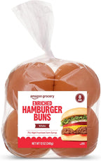 Amazon Grocery, White Enriched Hamburger Buns, 12 Oz, 8 Ct