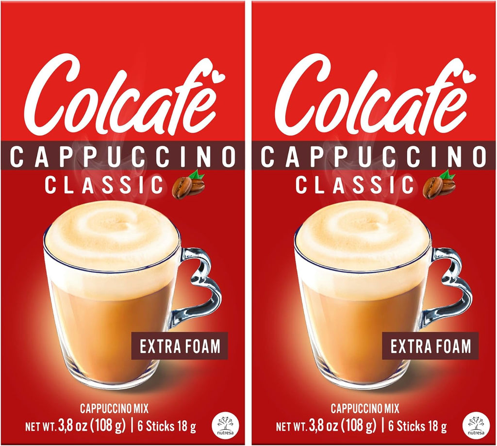 Colcafe Instant Classic Cappuccino, 6 sticks per pack, Pack of 2