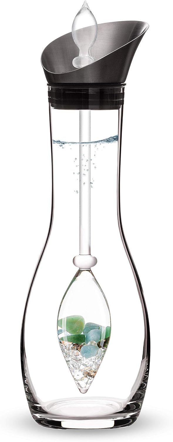 VitaJuwel Era Forever Young | Crystal Water Carafe with Aventurine, Aquamarine, Smoky Quartz & Clear Quartz