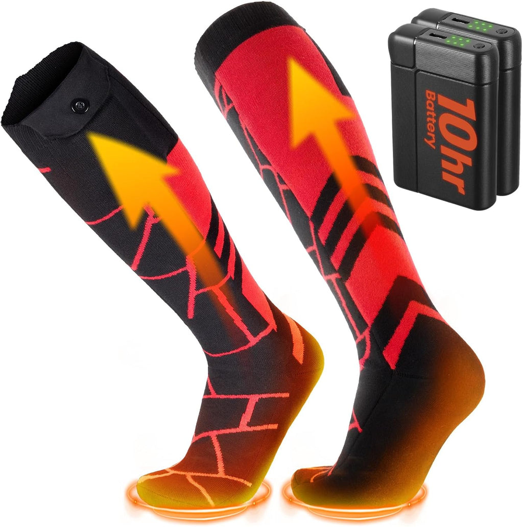 8000mAh*2 Heated Socks, Up to 10-Hour Battery Runtime Rechargeable Electric Socks | Cold Weather Foot Warmer Socks for Men Women | Outdoor Hunting Skiing Camping Hiking, Non-APP Control